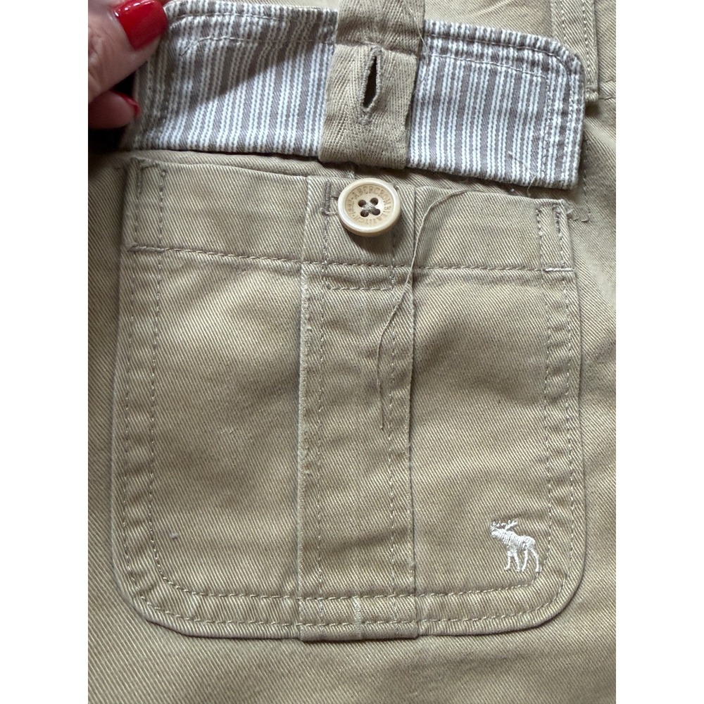 Abercrombie & Fitch Flare Pants Womens 4R Khaki Tan Vintage Low Rise Y2K Cotton - Picture 13 of 13